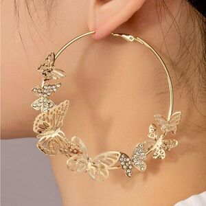 Elegant Gold Butterfly Hoop Earrings
